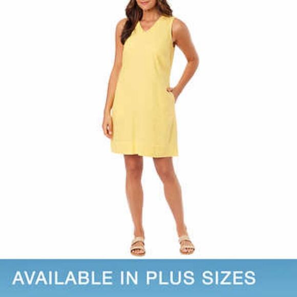 Briggs Ladies' Ruffle V-Neck Linen Blend Dress - Picture 1 of 3